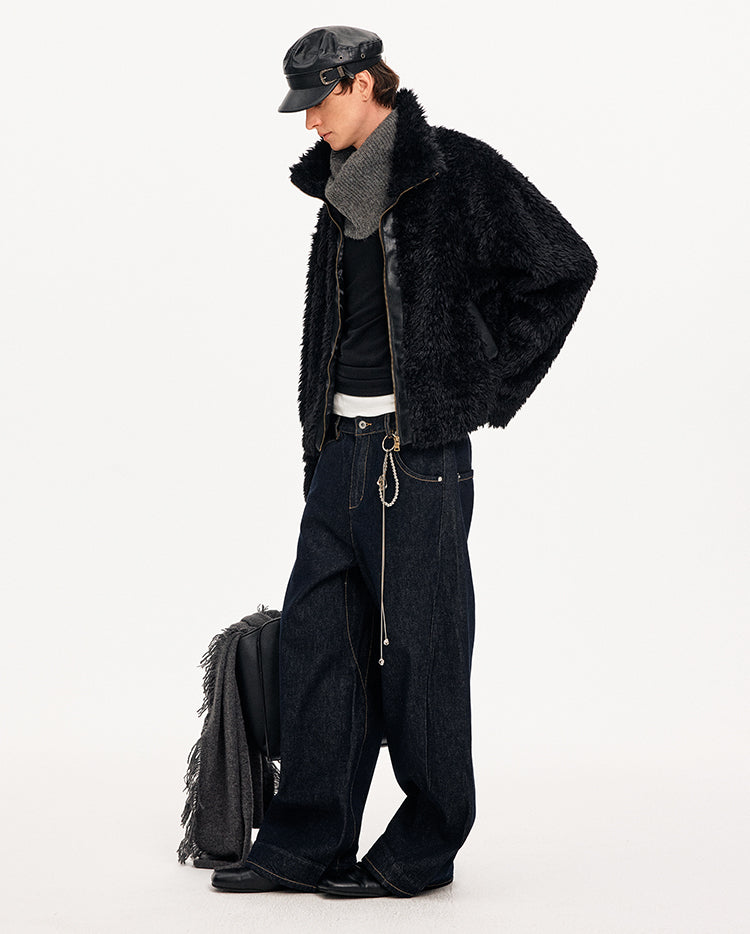 MADWITCH PATCHWORK SHEARLING COLLAR JACKET #256152