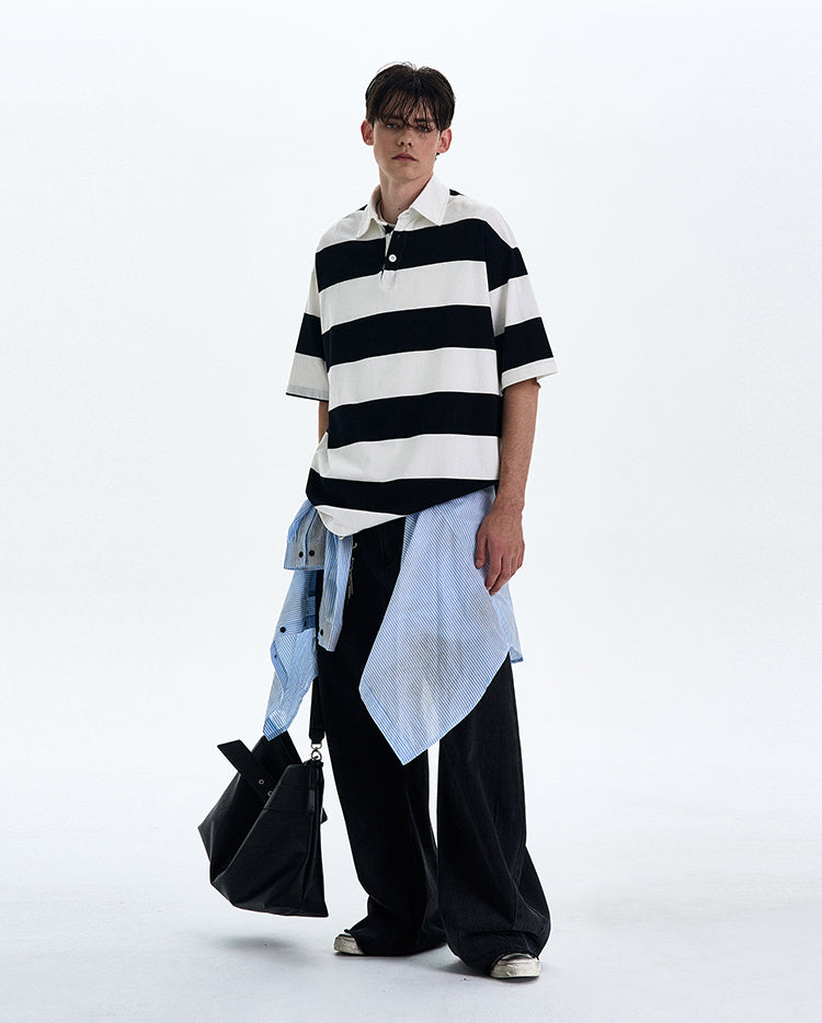 MADWITCH STRIPED LOOSE-FIT T-SHIRT #MD4178