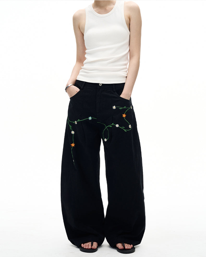 MADWITCH FLORAL PATCH CARGO PANTS #E5807