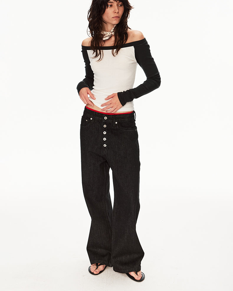 MADWIT VINTAGE BUTTON JEANS #G6969