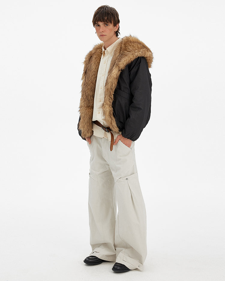 MADWITCH FAUX FUR COLLAR PUFFER JACKET #BM334