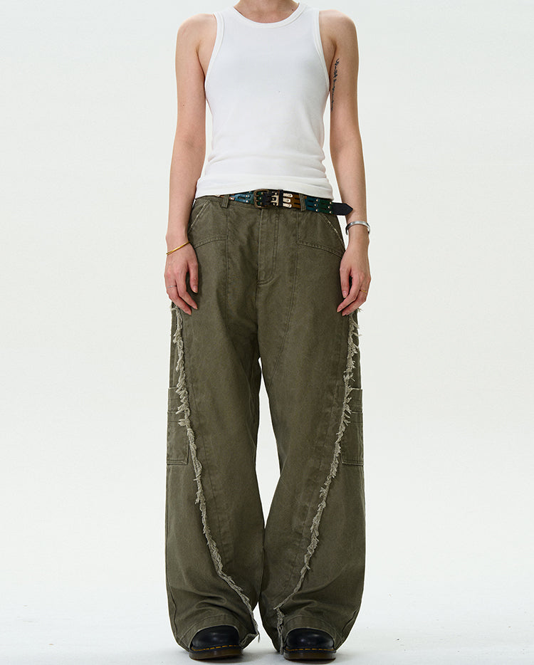 MADWITCH TASSELED CUT-OFF WORK PANTS #CK6612