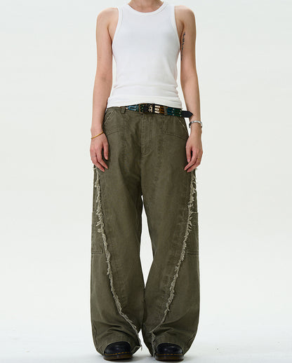 MADWITCH TASSELED CUT-OFF WORK PANTS #CK6612