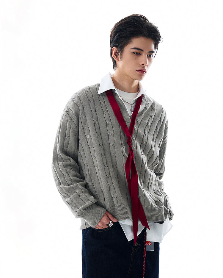 MADWITCH V-NECK RETRO SWEATER #MY009