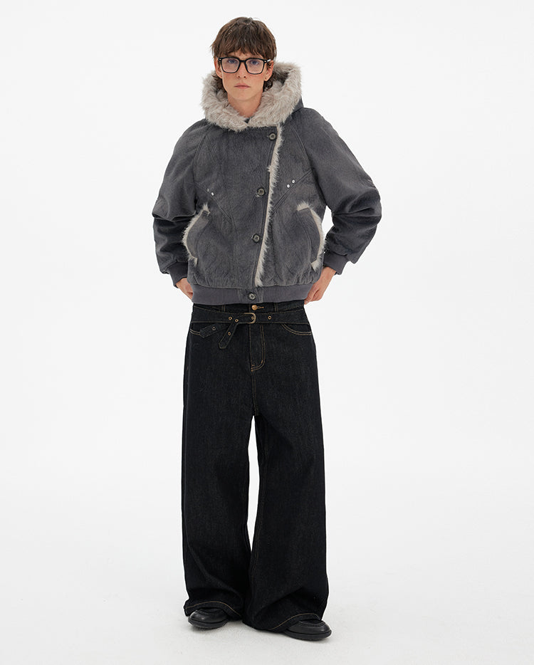 MADWITCH PATCHWORK FUR COLLAR PARKA JACKET #246031