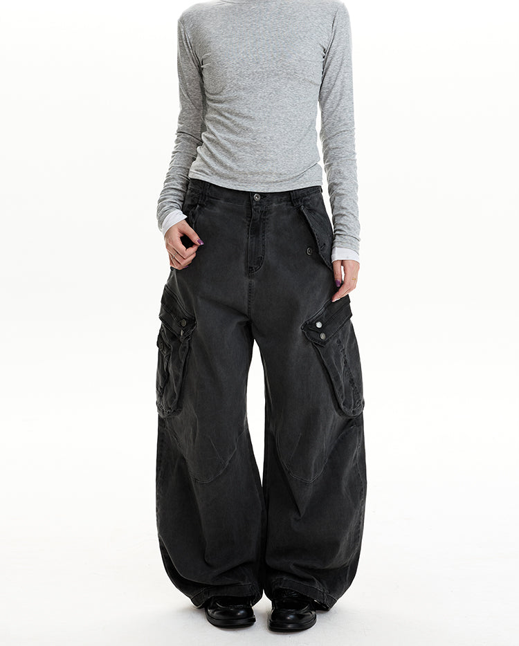 MADWIT DISTRESSED WIDE WORK PANTS #CK6932
