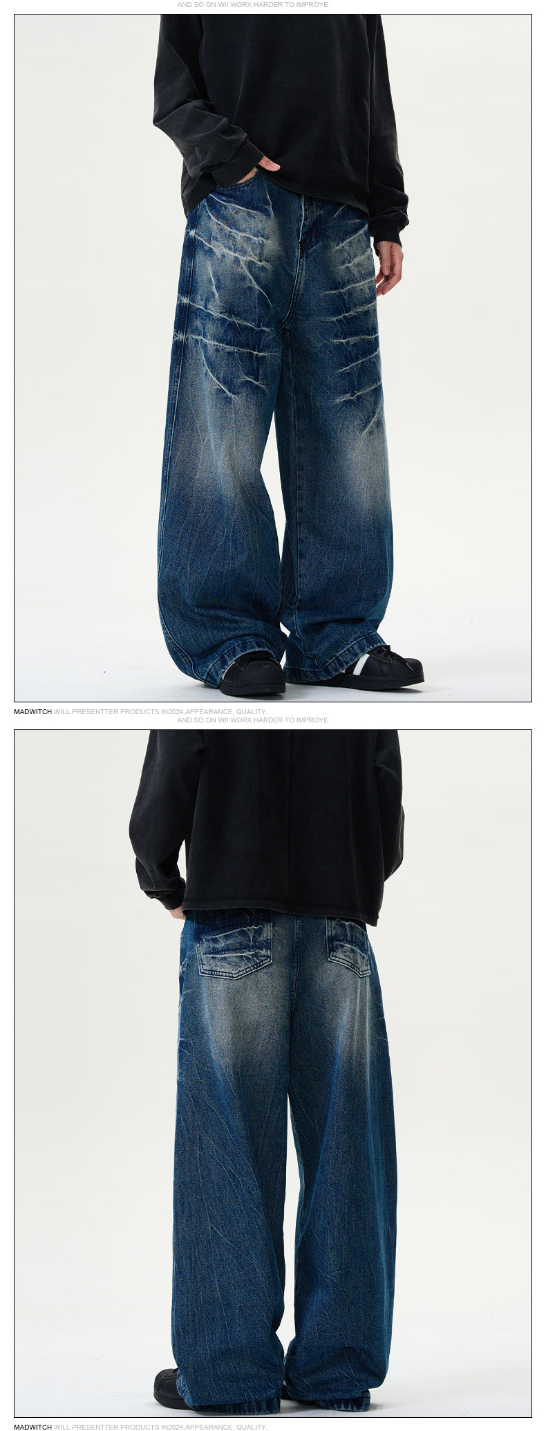 MADWITCH CRACKLE WASHED DENIM PANTS #DCD1650