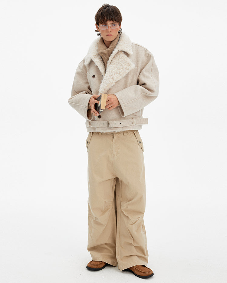MADWITCH RETRO DOUBLE-BREASTED FUR PARKA #880560