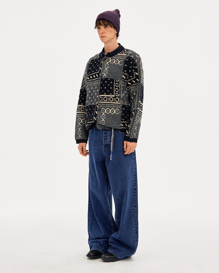 MADWITCH COLORBLOCK BASEBALL KNIT SWEATER #65163