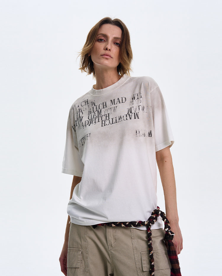 MADWITCH LETTER PRINT SHORT SLEEVE #MD3635