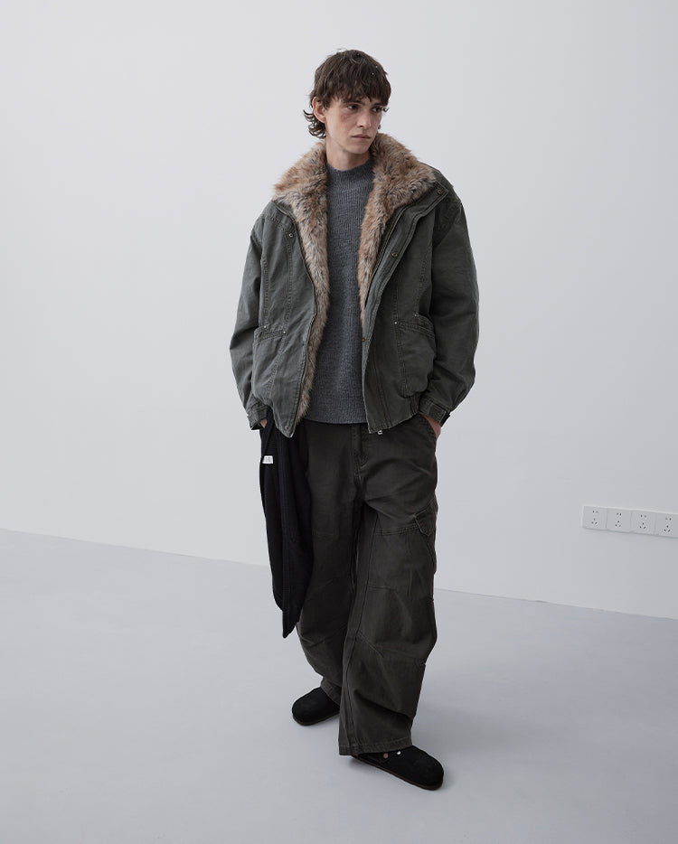 MADWITCH DETACHABLE FUR COLLAR WORK PARKA #990998
