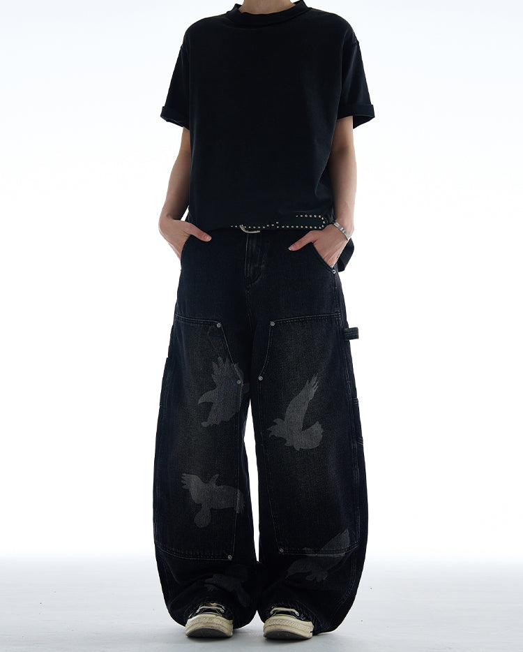 MADWITCH AMERICAN STYLE PEACE DOVE PRINT DENIM JEANS #CK9575