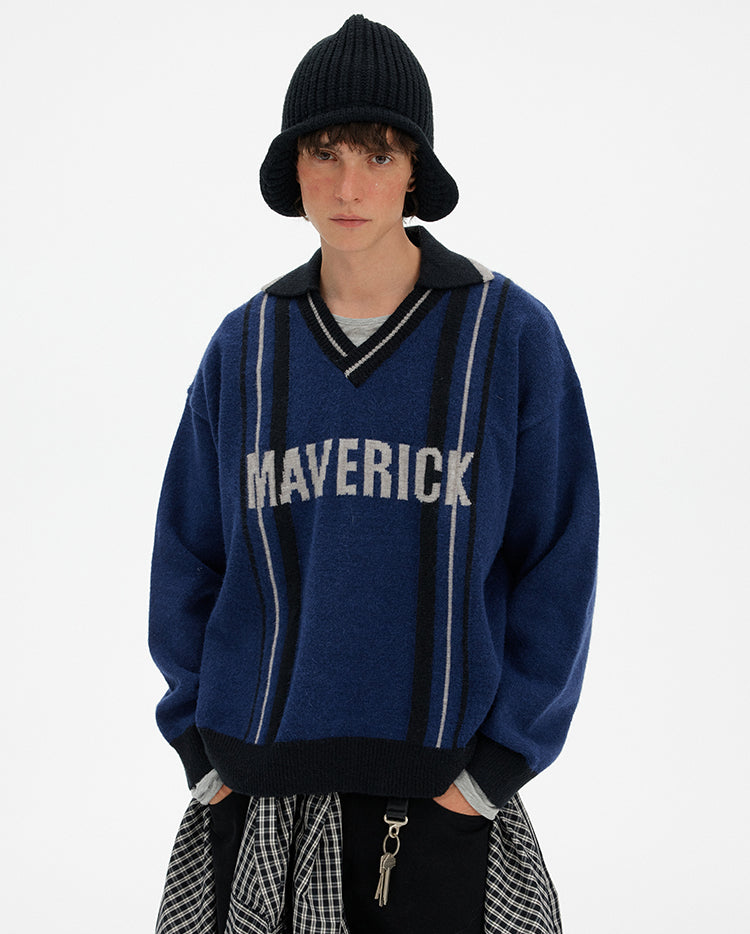 MADWITCH STRIPE VEE SWEATER #MY519