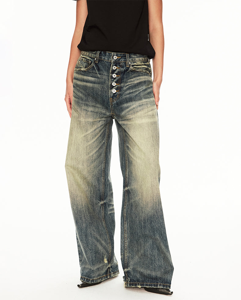 MADWIT DISTRESSED WIDE JEANS #GD006