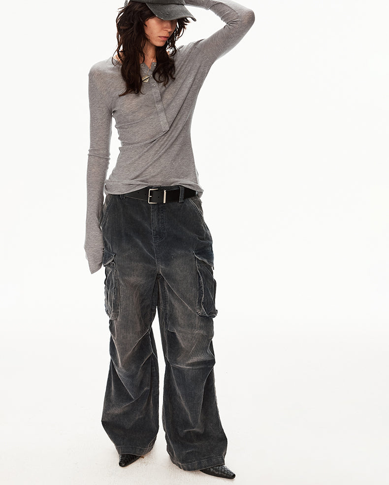 MADWIT DISTRESSED CORDUROY PANTS #Z041