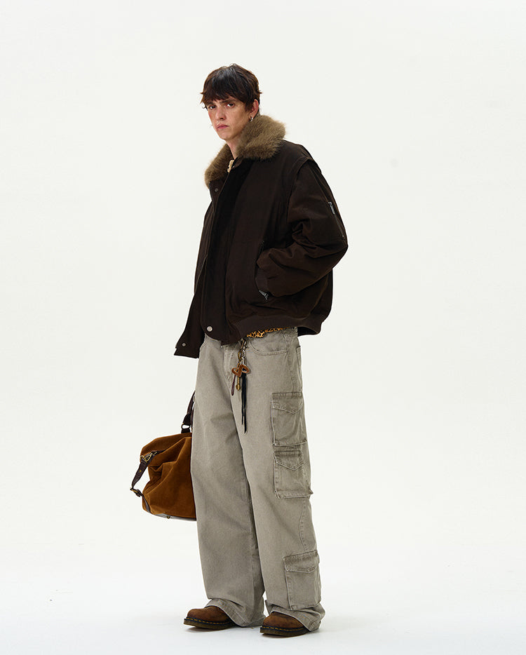 MADWITCH FAUX FUR COLLAR DOWN JACKET #Y07
