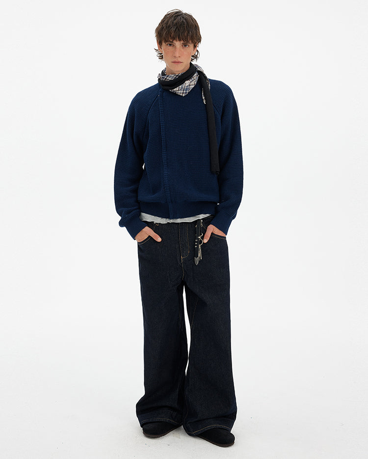 MADWITCH RETRO PATCHWORK CREW SWEATER #YH25011