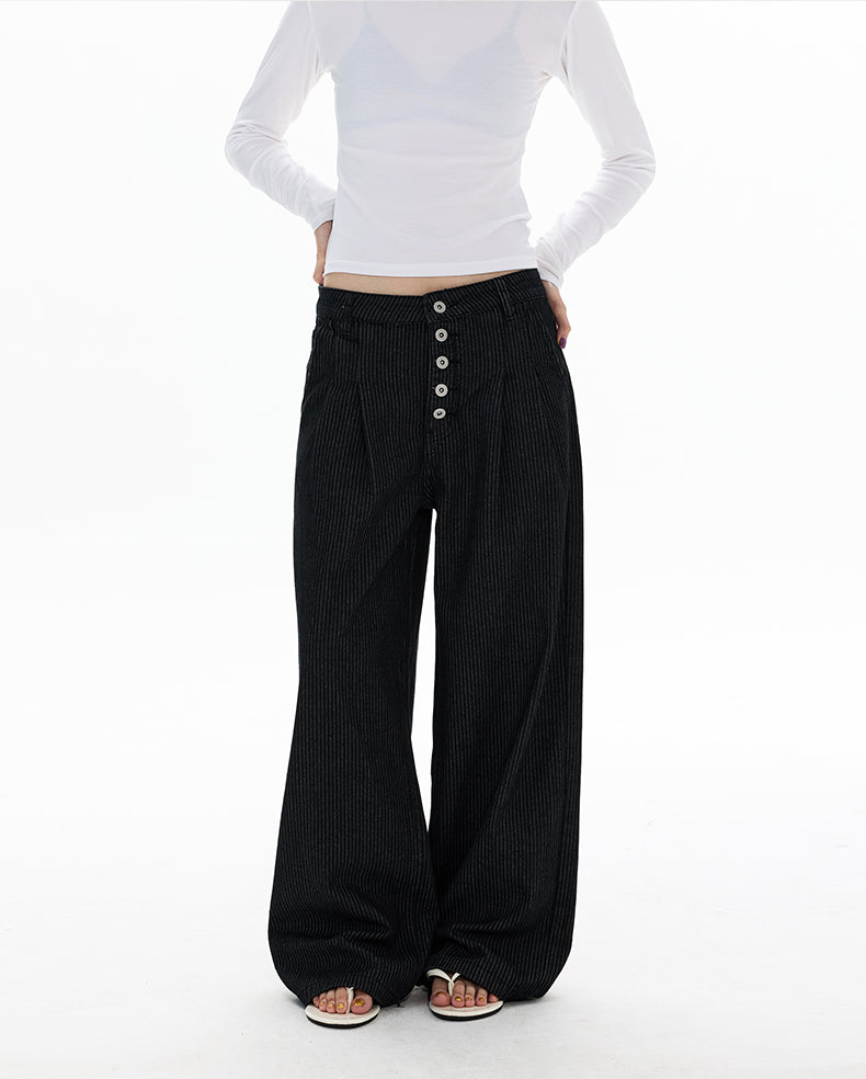 MADWITCH BUTTONED STRIPE WIDE TROUSERS #DR6989