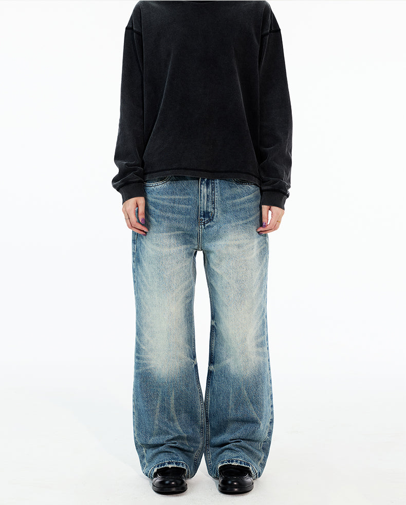 MADWITCH FADED WASH STRAIGHT LEG JEANS #GPC9758
