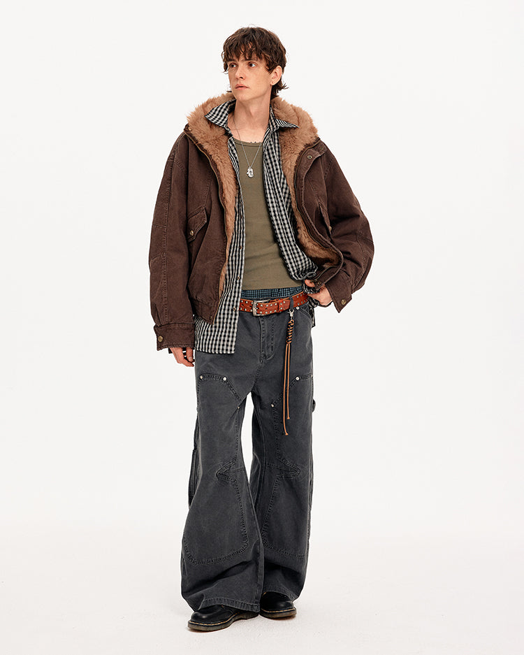 MADWITCH PATCHWORK HOODED FUR JACKET #880669