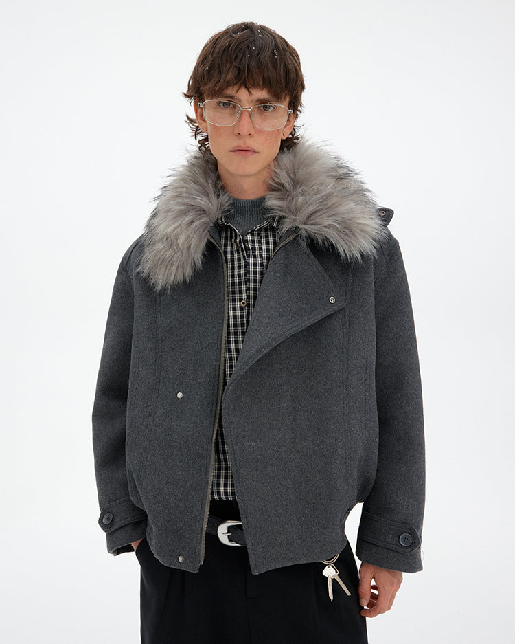 MADWITCH DECONSTRUCTED FUR COLLAR PARKA #990922