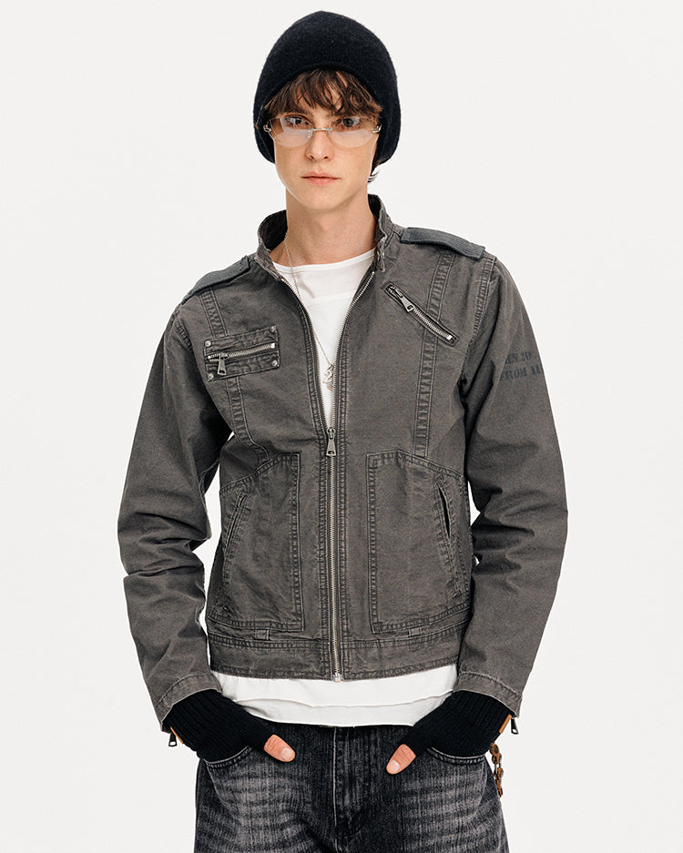 MADWITCH PATCHWORK CROPPED WORK JACKET #CW1325