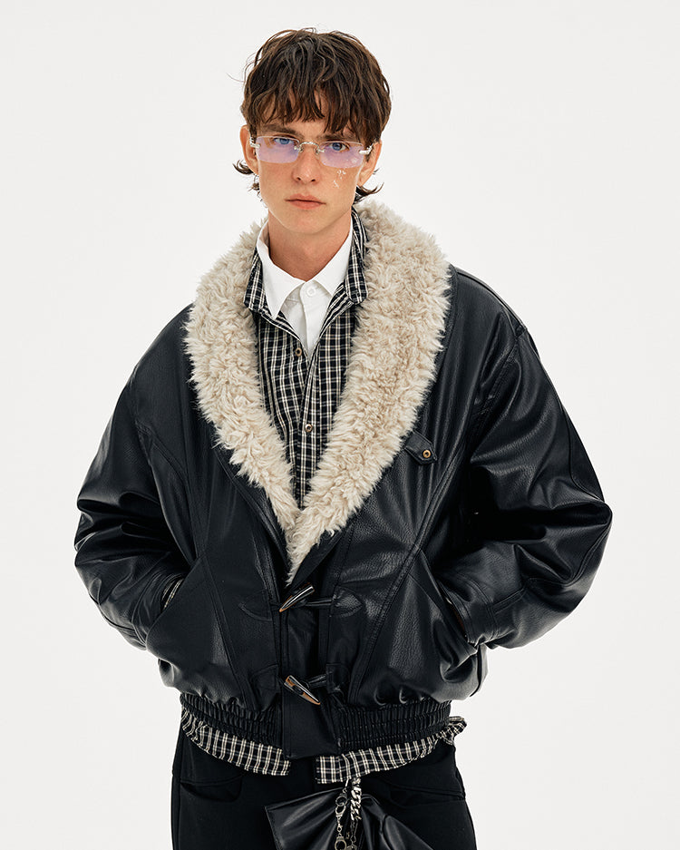 MADWITCH HORN BUTTON LEATHER QUILTED JACKET #AW25507