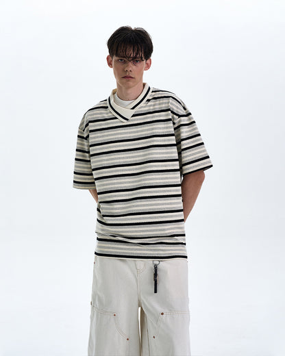 MADWITCH CONTRAST STRIPED T-SHIRT #G1525