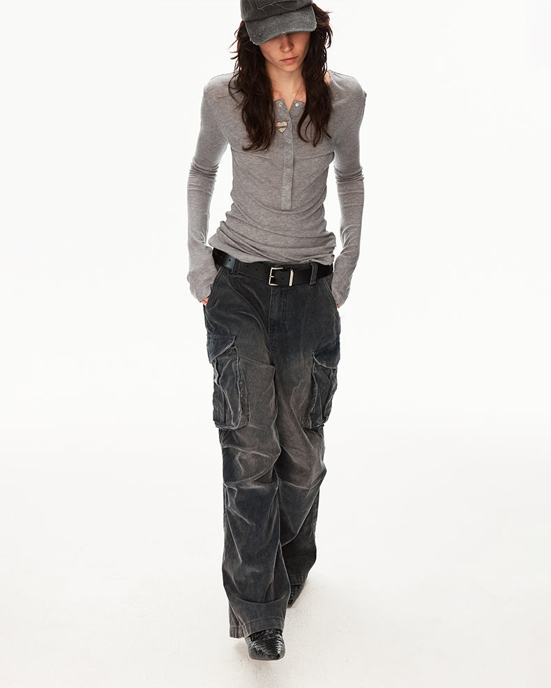 MADWIT DISTRESSED CORDUROY PANTS #Z041