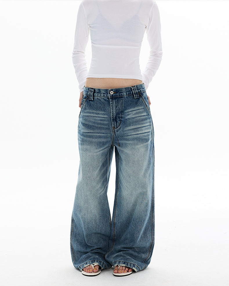 MADWITCH WHISKER WASH WIDE LEG JEANS #GPC9771