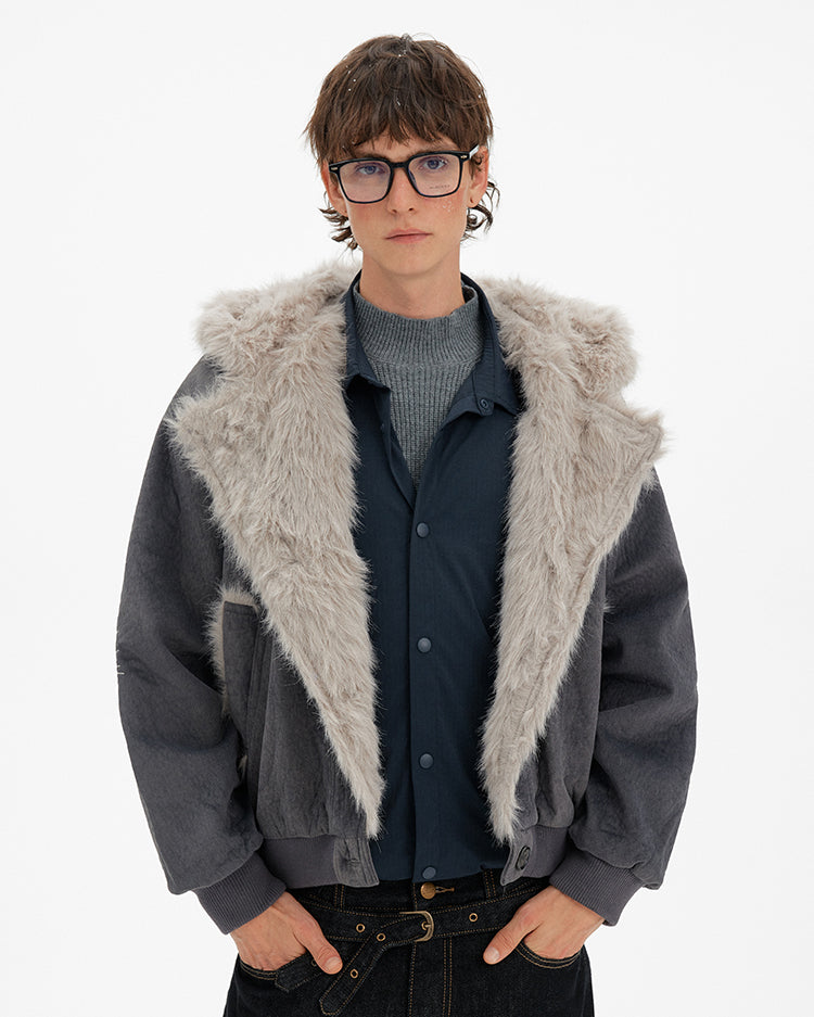 MADWITCH PATCHWORK FUR COLLAR PARKA JACKET #246031