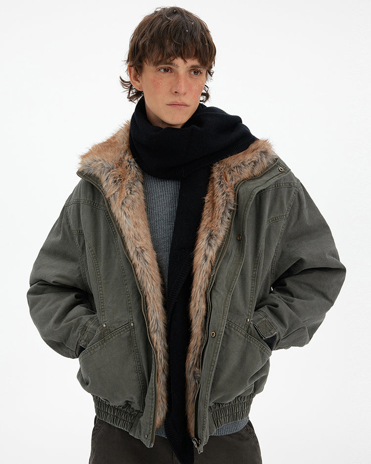 MADWITCH DETACHABLE FUR COLLAR WORK PARKA #990998