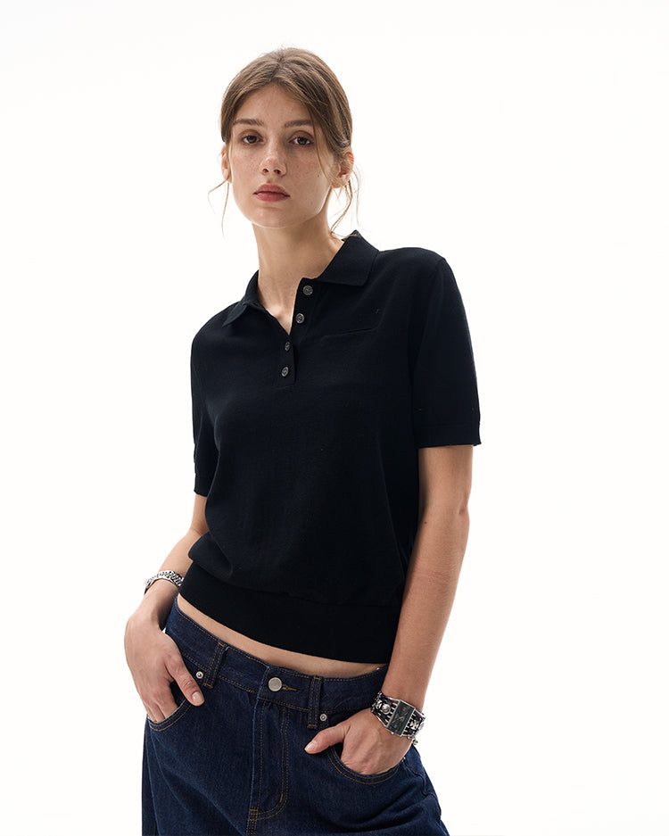MADWITCH POLO COLLAR KNIT T-SHIRT #L99710