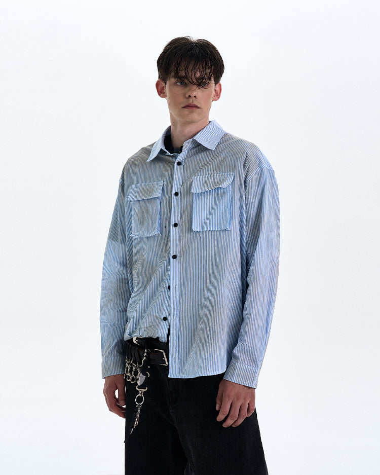 MADWITCH DIRTYFIT STRIPED BUTTON-UP SHIRT #L832
