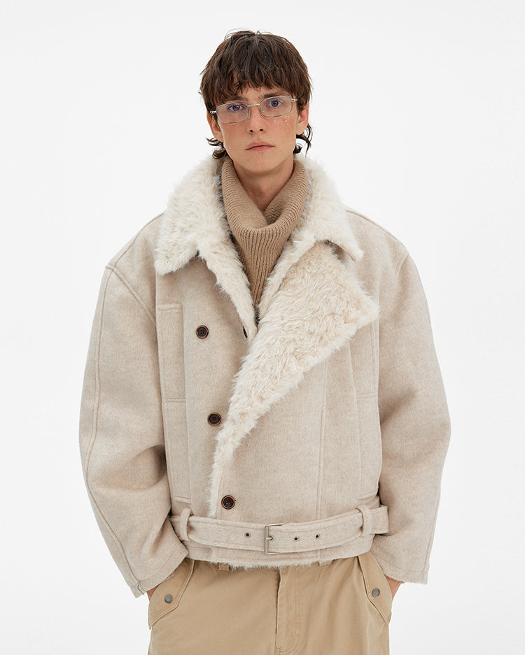 MADWITCH RETRO DOUBLE-BREASTED FUR PARKA #880560