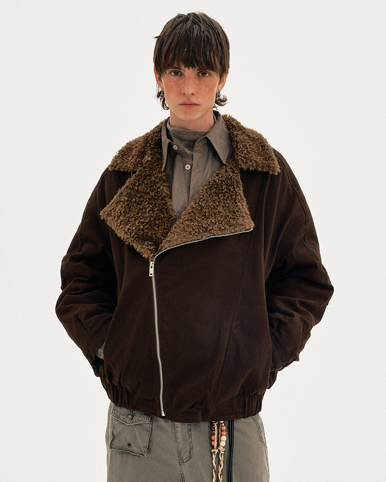 MADWITCH DIAGONAL FUR JACKET #MY0212