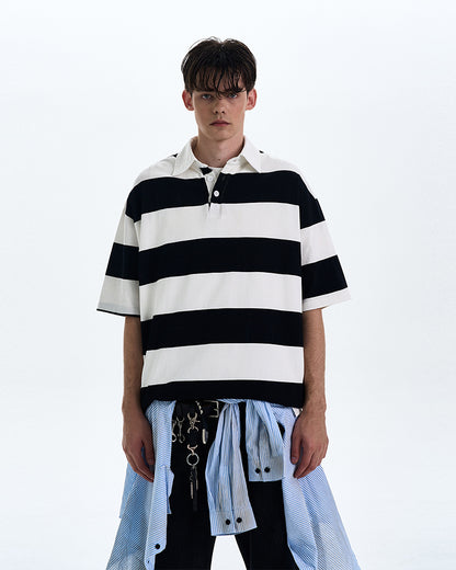 MADWITCH STRIPED LOOSE-FIT T-SHIRT #MD4178