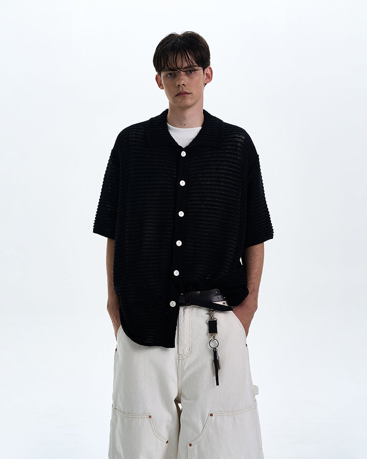 MADWITCH MESH KNIT SHORT SLEEVE TOP #DF8448