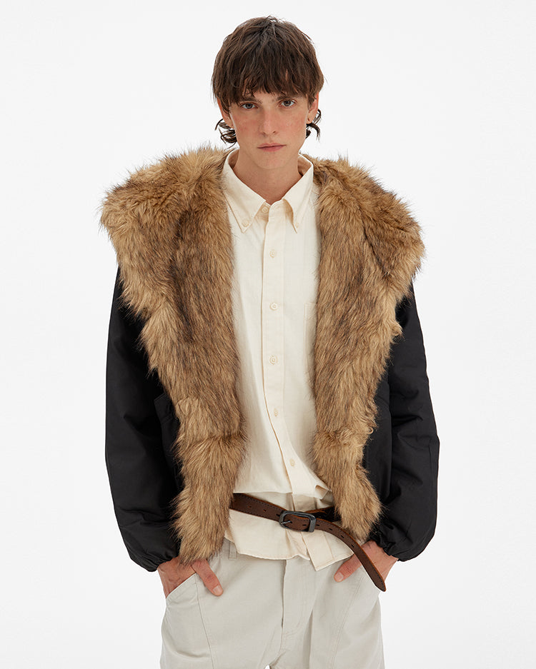 MADWITCH FAUX FUR COLLAR PUFFER JACKET #BM334