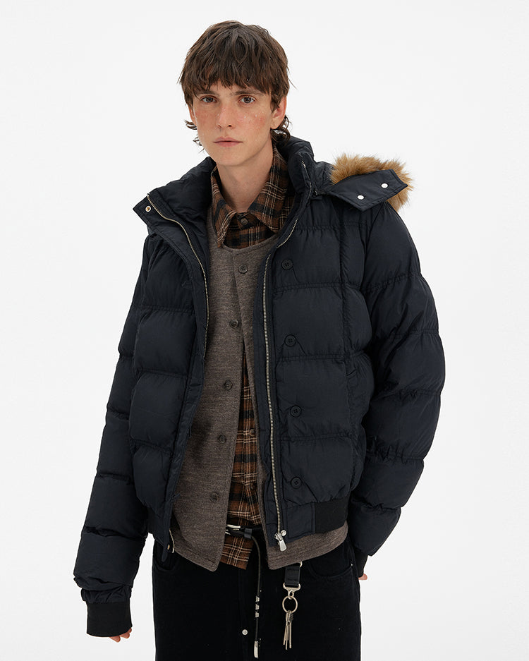 MADWITCH HOODED FUR COLLAR PUFFER JACKET #MF8602