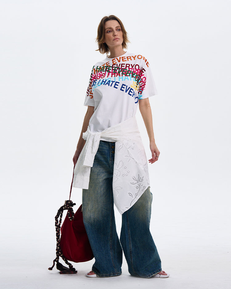 MADWITCH ORIGINAL LETTER PRINT T-SHIRT #MD4113