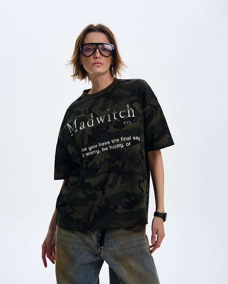 MADWITCH CAMO PRINT SHORT-SLEEVE T-SHIRT #MD4152