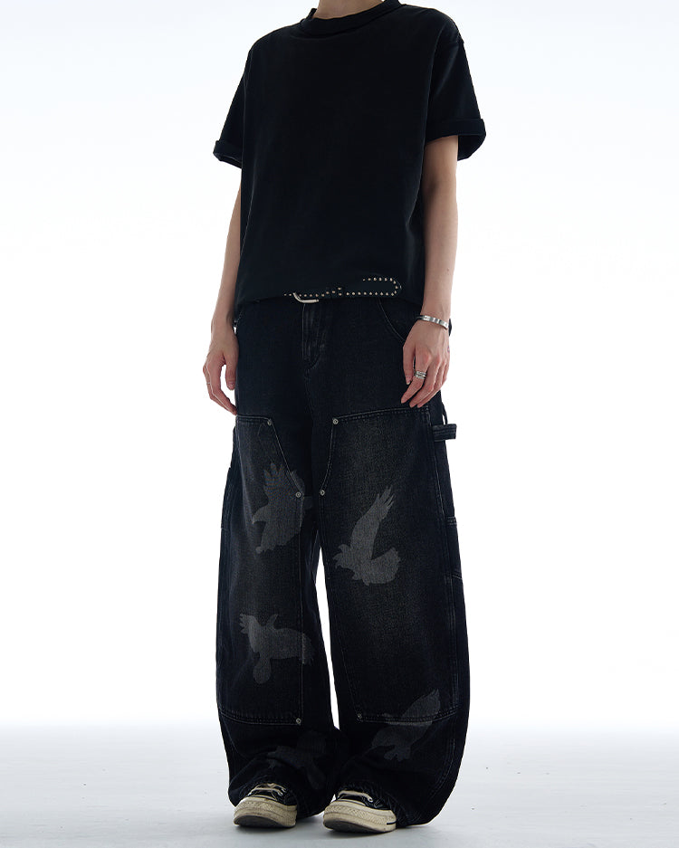 MADWITCH AMERICAN STYLE PEACE DOVE PRINT DENIM JEANS #CK9575