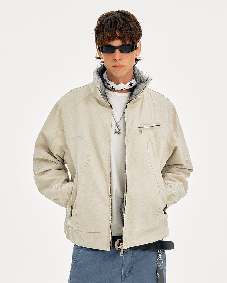 MADWITCH DECONSTRUCTED VINTAGE QUILTED FUR JACKET #AW25163