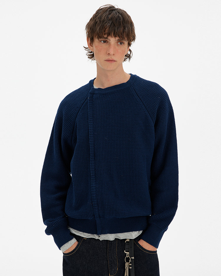 MADWITCH RETRO PATCHWORK CREW SWEATER #YH25011