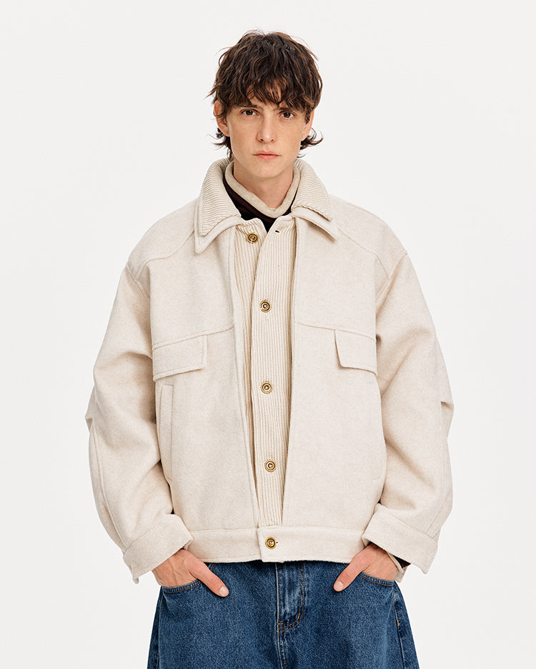 MADWITCH FAUX LAYER DOUBLE COLLAR JACKET #180956