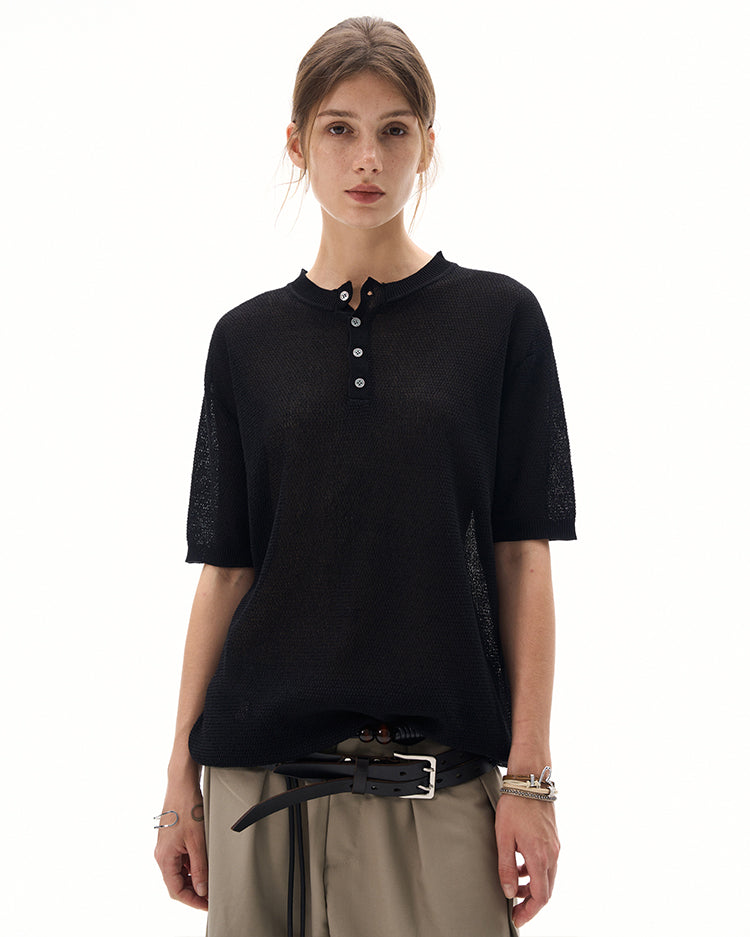 MADWITCH LACE KNIT SHORT SLEEVE TOP #M367