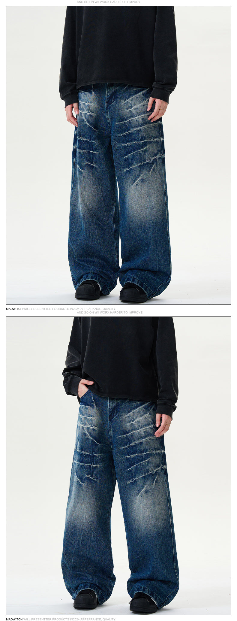 MADWITCH CRACKLE WASHED DENIM PANTS #DCD1650