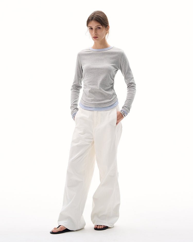 MADWITCH WAIST-CINCH STRIPED TOPS #DD3350