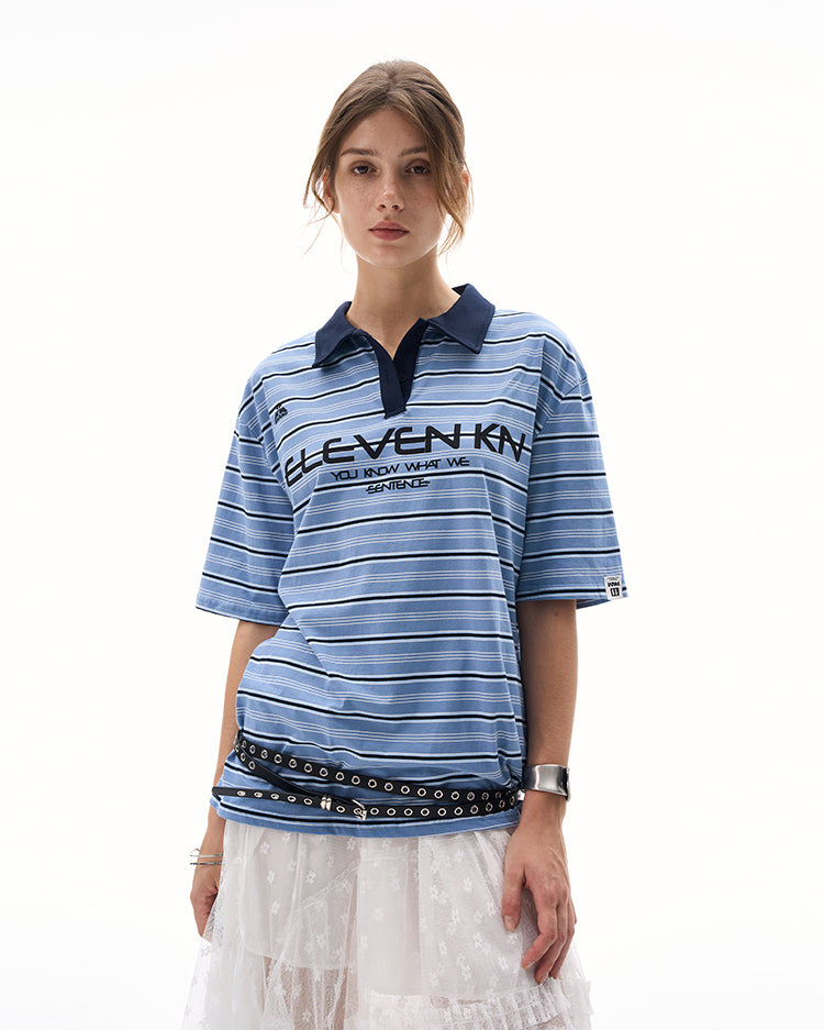 MADWITCH STRIPED POLO T-SHIRT #TH78